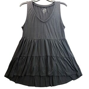 Torrid Tank Top Womens 00 Black Super Soft Knit Tiered Babydoll High Low Flowy